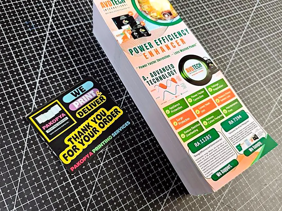 Slim-format promotional flyers printed by Pakopya